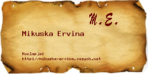 Mikuska Ervina névjegykártya